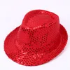 Chapeaux à large bord adulte et enfant unisexe brillant paillettes paillettes chapeau danse Fedora enfant casquette solide Jazz fête Costume 2 taille