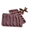 Anti-aanbak siliconen diy cake decoratie mallen 6 gaten lepel vorm chocolade mallen jelly ijs bakvorm 3d snoepvorm Dh9300