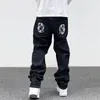 Ropa Dog Print Streetwear Men Hip Hop workowate dżinsy