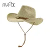 Sun hatt för män och kvinnor sommar hattar personifierad västerländsk cowboy halm hatt strand hatt ha18 220407