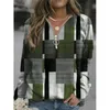 Women Plaid Patchwork Sweatshirts Tops Spring herfst Zipper kraag lange mouw pullovers vrouwelijke vintage streetwears kleding 220804