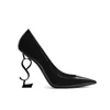 women luxury Dress Shoes high heels patent leather Gold Tone triple black nude lady fashion sandals open toes stiletto heel Party Wedding Office pumps