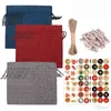 3 couleurs 24 pièces/ensemble lin tissu noël toile sac emballage cadeau pomme bonbons cordon sac cadeaux flocon de neige père noël jute emballage décor sacs