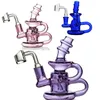 Bongo de fumar de vidro de 10 polegadas de espessura Bubbler Heady Oil Rigs Recycler Dab Rigs 14mm Male Bowl Water Pipes Fab Egg Alta qualidade Azul Roxo Verde Rosa