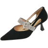 Sandálias calcanhar sapatos infantil garotas de salto alto festas sexy com cristais mulheres bombas 6,5 cm de pé pontiagudas