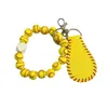 Accessoires de sport en titane nouveau bois bricolage bracelet de perles porte-clés pendentif faveur de fête ballon de sport football baseball basket-ball bracelet de perles en bois 9 couleurs