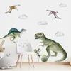 Cartoon Raptor Tyrannosaurus Dinosaur Adesivo da parete per bambini Acquerello Buccia e bastone Decalcomanie da muro Boy Room Interior Home Decor Regali 220613