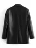 2022 Long Pu Faux Leather Blazers Kvinnor Läderjacka Coat New Women's Jackets Ytterkläder Ladies Coats Female Leather Suit L220801