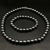 Kultivierte Schale schwarzer Perle 8x8 mm Perlen Stretch Halskettenarmband Set