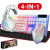 Gaming teclado mouse retrô punk ergonomic arco -íris retroiluminado iluminável fone de ouvido iluminado Pad 4in1 jogador para jogador
