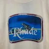 Rhude T-shirt mężczyźni kobiety Wysokiej jakości bawełniane hip-hopowe koszulki Rhude White OversizeS