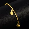 Charm Bracelets Real Gold Bracelet 5 Stars Pendant Plated For Women's Wedding Jewelry GiftsCharm