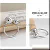 Band Rings Jewelry Genuine 925 Sterling Sier Ring Big And Small Double Ball Beads Opening For Women Bague Anillos Fine Gift Ymr824 Drop Deli