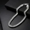 18K Gold Bated 6mm Geometry Chain Silver Color Bracelets for Momen Men Fashion Wedding Christmas Gifts Fine Fine Jewelry