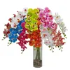 장식용 꽃 화환 8 색 라텍스 9 헤드 3D 인쇄 나비 난초 장식 웨딩 장식 인공 꽃
