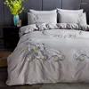 Bettwäsche -Sets Europäische graue Bettwäsche 100% Baumwollgestickte Quilt -Deckung Einzelbett -Twill 1,5m1,8 mbedding