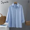 Syiwidii, blusas para mujer, blusas de oficina de algodón para mujer, camisetas de talla grande de gran tamaño, rosa, blanco, azul, manga larga, camisas de moda coreana de primavera 220315