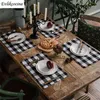 Noir Blanc Big Plaid Set de table Accessoires de cuisine Coton Tissu de lin Tapis Tapis de salle à manger Napperons Mantel individuel 201123