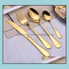 Set di stoviglie Cucina Sala da pranzo Bar Giardino domestico Novità Posate in acciaio inossidabile Oro Cucchiaio Forchetta Coltello Cucchiaini da tè Set Utensili da cucina 4 Stile R