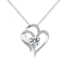 Romantique Double couche coeur pendentif collier cristal strass diamant cou chaîne femme exquis doux fête bijoux cadeau