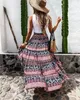 Весенняя богемная женщина длинная юбка Асимметричная пляжная стиль цветочный принцип с высокой талией.