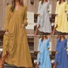 Bohemian Shirt Dress Women's Maxi Sundress Spring Elegancka Casual V Neck Ruflle Vestido Kobieta Tunika Long Sleeve G220510