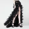 Jupes Sexy Black Tiered Tulle Overskirts Pour Mariage Prom Party Overlay Floor Length Ruffles Chic Women Maxi Amovible SkirtSkirts
