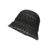 Chapéu de balde de palha de papel feminino respirável Panama Edge Stitch Design Bob bonés de pesca para meninas verão UV Beach Hat 220607