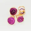 Irregular Natural Crystal Gold Bated Handmade Rings Colorful for Women Girl Party Club Decoração de Jóias de Moda Ajustável