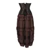 Bustiers korseler kahverengi steampunk korse elbise vintage etek kostüm yüksek düşük fırfır parti korsan etekler lolita ortaçağ Victoria setbusti