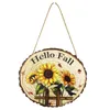 Party Decoration Harvest Festival Wooden Front Door Hanger Pumpkin Sun Flower Crow Decor Entryway Wall Hanging Craft FestivalParty PartyPart