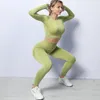 2 sztuk Seamless Yoga Zestaw Kobiety Dres High Waist Legginsy Workout Sportswear Siłownia Odzież Fitness Crop Top Sports Garnitury 220330