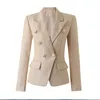 W011 슬림 한 패션 럭셔리 퀸 파티 봄 컬렉션 텍사스 패턴 형식 재킷 우아한 여성 착용 블레이저 칵테일