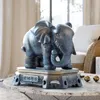 Home Decoration accessories lucky elephant couple figurine resin statue ornaments living room office tabletop for gift 220617