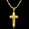 Męskie Złoto Łańcuch Mężczyzna Chrześcijańska Biżuteria Religijne Jezus Krucyfiks Krzyż Naszyjnik Wisiorek Dla Kobiet / Mężczyzn Neckle