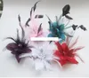 Chiffon Fabric Flower Wedding Corsage Pin Brooch With Feather Wrist Flowers Clothing Accsseries hair