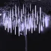 Strängar meteor dusch regn ljus utomhus fallande regndropp jul istapp 8 rör 384 ledd för semesterfest dekorerad