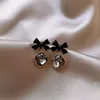 Dangle & Chandelier Korea Design Fashion Jewelry Black Bowknot Crystal Pendant Earrings Sweet Girl Gift Women's Prom AccessoriesDangle