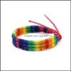 Charm Bracelets Jewelry Rainbow LGBT Pride Bracelet Handmade Braided Friendship String Gay Lesbian LGBTQ Wristband Drop Delivery 2021