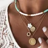 Pendentif colliers bohème fleur soleil collier pour femmes polymère argile tour de cou couleur or chaîne en couches 2022 mode bijoux pendentif
