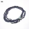 Pendanthalsband smycken 5 rader naturliga svart keshi barock pärlhalsband 21 '' handgjorda för kvinnor