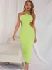 Elegante Sexy Backless Bandage Maxi Kleider für Frauen 2022 Mode Sommer Gestrickte Bodycon Runway Club Party Lange Kleid Kleidung Y220413