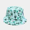 Cappello da pescatore estivo con stampa di cactus Cappello da sole da spiaggia in cotone moda donna Cappello da pescatore reversibile da uomo Bob Chapeau Femme Panama