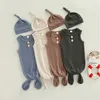Summer Baby Sleeping Bags Cap Sets Newborn Infant Sleeveless Solid Soft Cotton Knotted Swaddle Wrap Gown With Hat 2PCS Outfits Set M4085