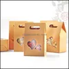 10*15.5Cm Heart-Shaped Transparent Window Snap Closure Kraft Paper Environmental Protection Portable Candy Chocolate Gift Box Standing Drop