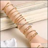 Cluster Rings Jewelry 8 Pcs/Set Vintage Knuckle Geometric Joint Ring Set For Women Boho Personality Design Style Finger Bohemian Drop Delive