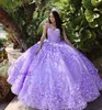 Светло -фиолетовый vestido de 15 Anos Quinceanera Планты бабочки аппликация сладкая 16 Quince XV Prom Howns