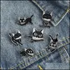 Broches bijoux couteau chat noir Style Punk broches en émail broche pour femmes fille accessoires de mode broche Vintage en métal Dhim4