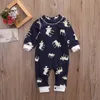 Citgeett Autumn Infant Baby Girl Boy Deer Printed Long Sleeve Romper Jumpsuit Christmas Pajamas Fall Winter Outfits 220525