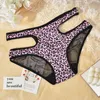 3XL 4XL Vita media alta Donna Mutandine leopardate Sexy Maglia trasparente Scava fuori Biancheria intima Senza cuciture Cinturino Seduzione Lingerie L220802